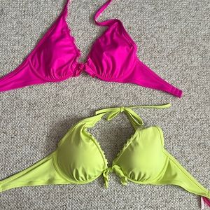 Victoria’s Secret Halter Padded 36D Bikini Tops Pink Green